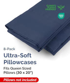 Queen Pillow Cases - 8 Pack Soft Pillowcase Covers - 20" x 30" (Navy Blue) - Image 2