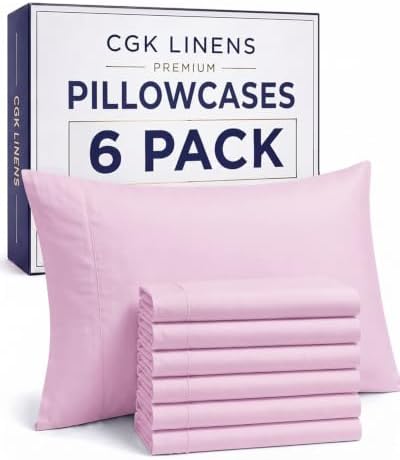 Standard Pillow Cases - 6 Pack Pillowcase Covers - 20" x 26" (Light Pink) by CGKUnlimited