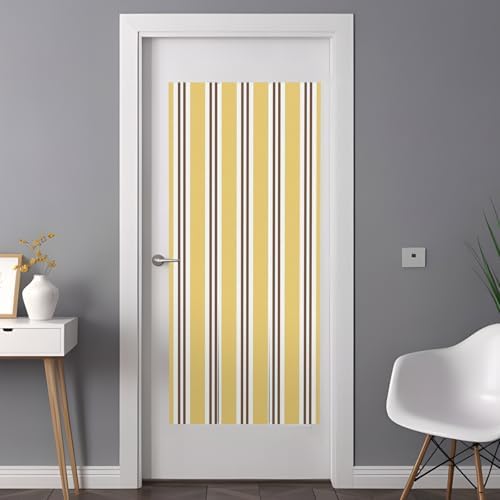 Window Privacy Film Frosted, Yellow Brown Striped Non-Adhesive Static Cling Window Tint, Modern Farmhouse Vertical Stripes Insulated Windows Frosted Films for Living Room, 35.4 x 78.7 Inches - Image 3