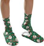 Jeiento Winter Fuzzy Slipper and Crew Socks for Women,Adult Slip-on Close Toe House Slipper,Flat Comfort home Slides - Image 4