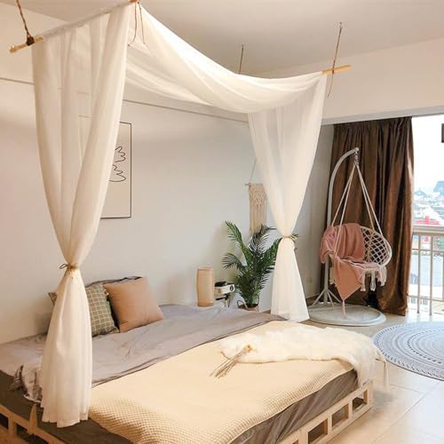 Bed Canopy for Girls, King Canopy Bed Curtains with bed frame Queen & Full Bed 59*255in White Tulle Canopy Bed Scarf,Sheer Bed Drapes,Twin Girls Canopy Bed Decor for Baby Crib,Kid Tent and Adult Beds - Image 2