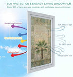 Vintage Palm Trees Window Privacy Film Rainbow Static Cling Stain Glass Window Film for Glass Door, Decorative Heat Blocking Sunroof Decal Sticker for Car 29.5"x78.7" Tropical Summer Botanical Retro - Image 4