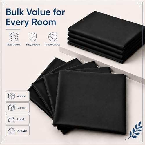 ZPECC Bulk Black Pillow Cases Queen Size 24 Pack with Envelope Closure - Image 4