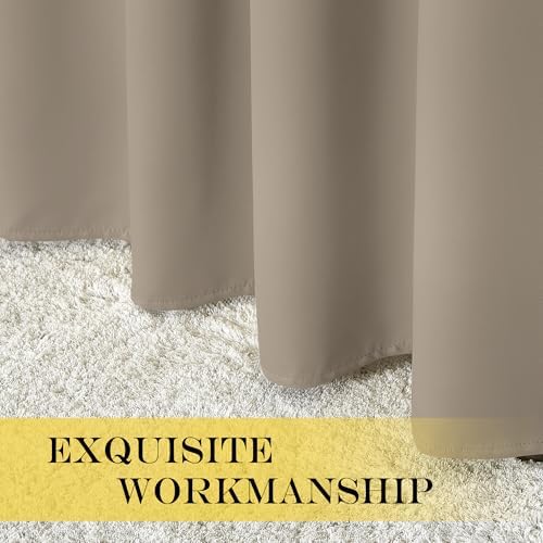 NICETOWN Patio Door Curtain Sound Blocking, Bedroom Privacy Room Divider Curtain, Thermal Insulated Blackout Closet Sliding Door Shade (1 Panel, 100" Wide x 120" Long, Taupe) - Image 4