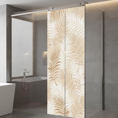 Window Privacy Film Frosted, Brown Botanical Static Cling Door Window Covering, Summer Palm Leaves Foliage Tropical UV Blocking Windows Film for Office, Hotel, Bedroom, 29.5 x 78.7 Inches - Image 5