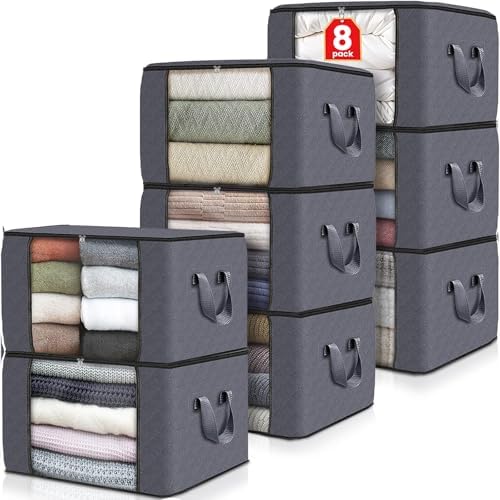 Fab totes 8 Pack Storage Bags for Clothes Blanket Storage Bins with Lids by Fabtotes