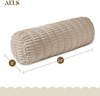 AELS Corduroy Striped Cylinder Pillows, 8" x 24" Decorative Bolster Pillows with Removable Washable Cover and Insert, Body Pillow for Couch and Bed, Living Room Bedroom Nursery Decor, Sand - Image 3