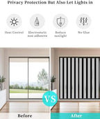 Window Privacy Film Frosted, Black Striped Static Cling Door Window Covering, Minimalist Vertical Stripes UV Blocking Windows Film for Office, Hotel, Bedroom, 29.5 x 78.7 Inches - Image 6