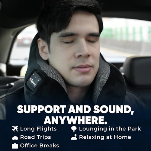 Bluetooth Music Semicircular Neck Pillow Wireless Bluetooth Speaker Suitable Airplane,Bus,Train,Car,Office,and Outdoor Camping for Sleeping, Resting The Best Travel Essentials. (Black) - Image 3