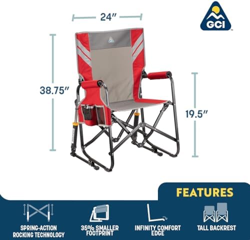 GCI Outdoor Stowaway Rocker - Varsity Gray/White - Image 2