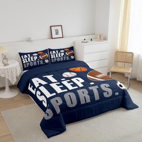 Feelyou Football Comforter Set Kids Basketball Basketball Ball Games Comforter for Boys Girls Sports Theme Bedding Set Breathable Comforter Inner Fill Room Decor Duvet Set Toddler Size - Image 2