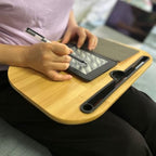 Lap Desk, Laptop Lap Bamboo Desks with Anti-Slip Stopper Removable Pillow Cushion Cover, Right Left Mouse Pad and Wrist Pad, Tablet Phone Holder for Bed Sofa Couch Floor - Image 7