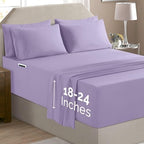 Elegant Comfort Luxury Soft 6-Piece 1500 Premium Hotel Quality Bed Sheet Set with Extra Deep Pockets 18-24 Inch, Wrinkle Free, Storage Pockets, Extra Deep Pocket 6PC Sheets, Full, Lavender - Image 2