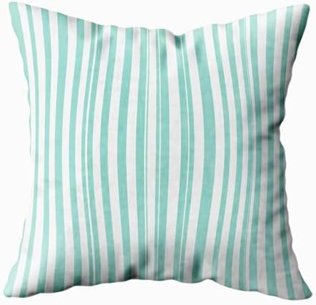 EMMTEEY Green White Vertical Pastel Stripes Pillow Covers 24x24 Set of 2 - Image 2