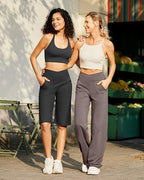 G4Free EverGoing Wide Leg Yoga Pants for Women Crossover Waist with Pockets - Image 3