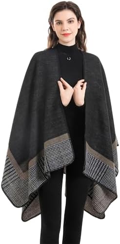 Lacavocor Women's Shawl Wrap Poncho Cape Cardigan Open Front - Image 4