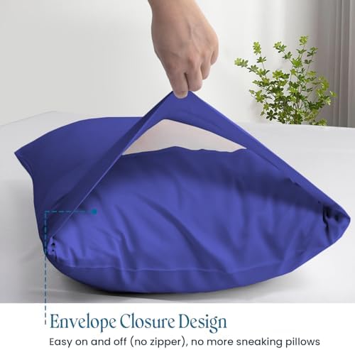 100% Pima Cotton Pillowcases – 800 Series, Ultra Soft & Cooling, King/Cal-King 20"x40", Set of 2 – Royal Blue, Hotel Luxury Quality, Envelope Closure, Skin & Hair Friendly - Image 3