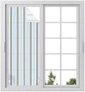 Window Privacy Film Frosted, Light Brown Blue Striped Static Cling Door Window Covering, Modern Farmhouse Vertical Stripes UV Blocking Windows Film for Office, Hotel, Bedroom, 29.5 x 78.7 Inches by Unknown