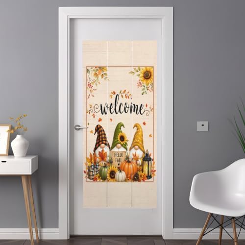 Window Privacy Film Frosted, Thanksgiving Non-Adhesive Static Cling Window Tint, Fall Gnomes Pumpkin Maple Leaf Sunflowers Insulated Windows Frosted Films for Living Room, 35.4 x 78.7 Inches - Image 3