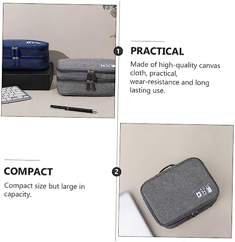 jojofuny 2pcs Multifunctional Storage Bag Canvas Earphone Travel Charging Pack - Image 4