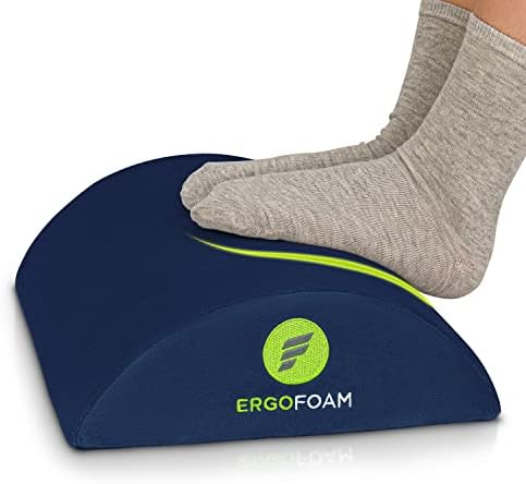 ErgoFoam Ergonomic Foot Rest Under Desk - Premium Velvet Soft Foam for Comfortable Rest; Navy Blue by ErgoFoam
