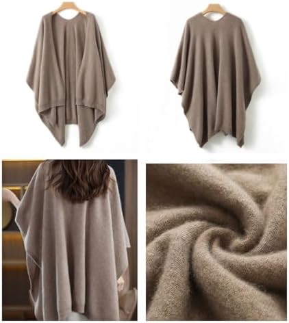 Women's Shawl Wrap Plus Size Cardigan 100% Merino Wool Poncho Cape Fall Winter Open Sweater Coat - Image 4