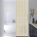 Window Privacy Film Frosted, Beige Brown Plaid Reusable Static Cling Window Tints, Vintage Farmhouse Checkered Rustic Heat Control Windows Films for Offices, Balcony, 29.5 x 118 Inches - Image 3