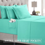 Elegant Comfort Luxury Soft 6-Piece 1500 Premium Hotel Quality Bed Sheet Set with Extra Deep Pockets 18-24 Inch, Wrinkle Free, Storage Pockets, Extra Deep Pocket 6PC Sheets, Full, Paradise Teal - Image 5