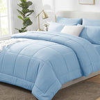 CozyLux Queen Comforter Set Baby Blue - 7 Pieces Bed in a Bag by CozyLux