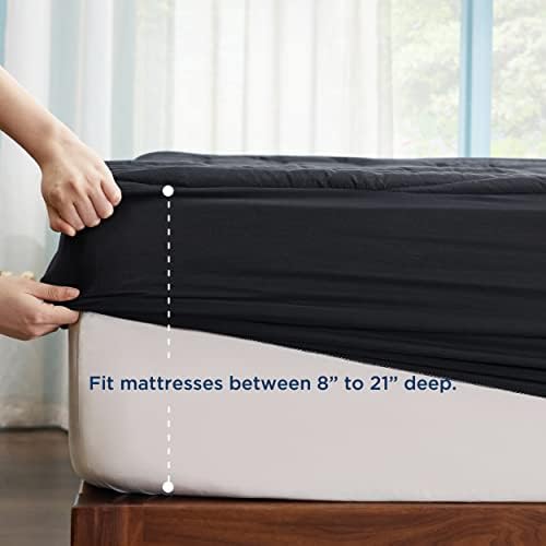 Bedsure Black King Mattress Pad - Quilted Fitted Mattress Topper Protector with 8-21 Inches Deep Pocket, Noiseless Breathable Bed Cover Padded, Machine Washable, Black,78x80 Inches - Image 2