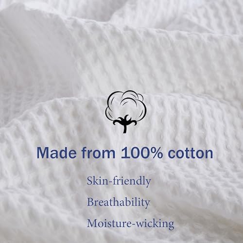 100% Egyptian Cotton Waffle Weave Throw Blanket for Bed Couch Sofa Home Decor, Soft Lightweight Bed & Couch Blanket for All Seasons (White - Full Size - 84 * 90") - Image 3