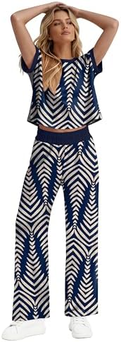 WIHOLL Two Piece Sets for Women Summer Spring Outfits Travel Cruise Resort Wear 2026 Beach Vacation Palazzo Pants Set - Image 3