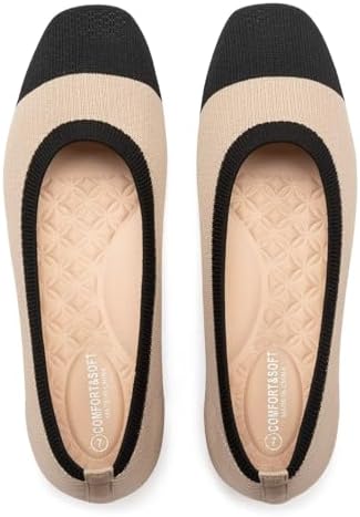 Frank Mully Women's Flats Square Toe Flats Comfortable Slip on Washable Ballet Flats Shoes for Women Dressy Work by FRANKMULLY