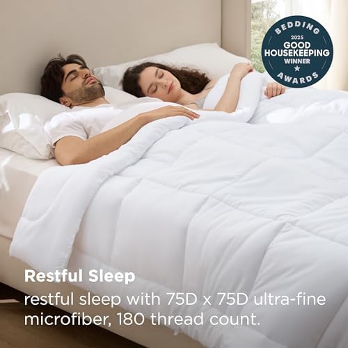 Bedsure Twin Comforter Duvet Insert - Bed Comforter Quilted, White - Image 5