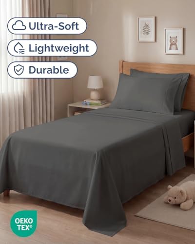 Twin 4 Piece Bed Sheet Set - Comfy, Breathable & Cooling Sheets - Charcoal - Image 2