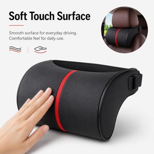 Car Neck Pillow for Porsche Cayenne 2019–2026, PU Leather Headrest Cushion with Breathable Mesh, Adjustable Neck Pillow for Car Seat, for Cars, SUVs, Pickup Trucks & Vans,B - Image 4