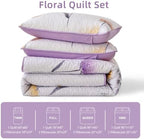 Dinjoy Floral Quilt Set Queen, 3 Pieces Purple Flower Bedspread Coverlet - Image 6