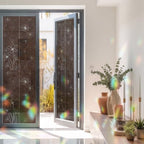 Brown Window Privacy Film Rainbow Static Cling Stain Glass Window Film for Glass Door, Decorative Heat Control UV Blocking Frosted Sunroof Decal Sticker for Car Bathroom Home 23.6"x78.7" Spring Flora - Image 3