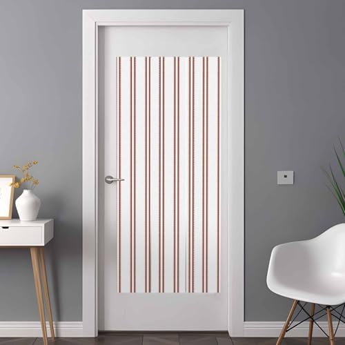 Window Privacy Film Frosted, Red Striped Non-Adhesive Static Cling Window Tint, Modern Stripes Farmhouse Simples Rustic Insulated Windows Frosted Films for Living Room, 35.4 x 78.7 Inches - Image 3