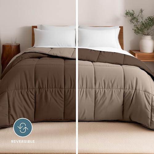 Bare Home Reversible Comforter (Full, Cocoa/Taupe) - Image 2