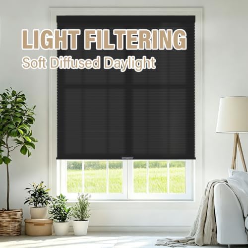 AOSKY No Drill Cordless Light Filtering Cellular Shade 35.5"W x 48"H Black - Image 6