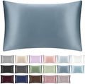 100% Mulberry Silk Pillowcase with Hidden Zipper,Both Sides Pure Silk Breathable Pillow Case for Hair and Skin,19 Momme Grade 6A,1pc,Ash Blue,Queen Size 20x30 Inches by SILKTALE