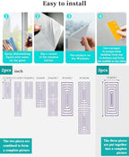 Window Privacy Film Frosted, Purple White Geometric Static Cling Door Window Covering, Square Minimalist Modern UV Blocking Windows Film for Office, Hotel, Bedroom, 29.5 x 78.7 Inches - Image 4