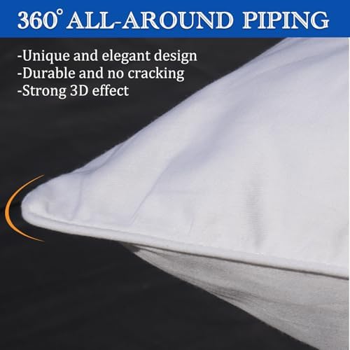 Precoco White Pillow Cases Queen Size Set of 4 | 100% Cotton Pillowcases with Zipper Hidden | Premium Cooling Decorative Pillow Covers with 600 Thread Count, Soft & Smooth, 20x30 inches - Image 5