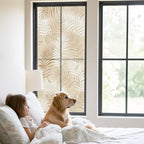 Window Privacy Film Frosted, Brown Botanical Static Cling Door Window Covering, Summer Palm Leaves Foliage Tropical UV Blocking Windows Film for Office, Hotel, Bedroom, 29.5 x 78.7 Inches - Image 2