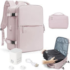 Vacuum Seal Travel Backpack with Air Pump Vacpack Waterproof Carry On Backpack for Travel Bag Women with Vacuum System Compression Airlines Approved Daypack Laptop Hiking Space Saver Bags PinkPurple by WONHOX