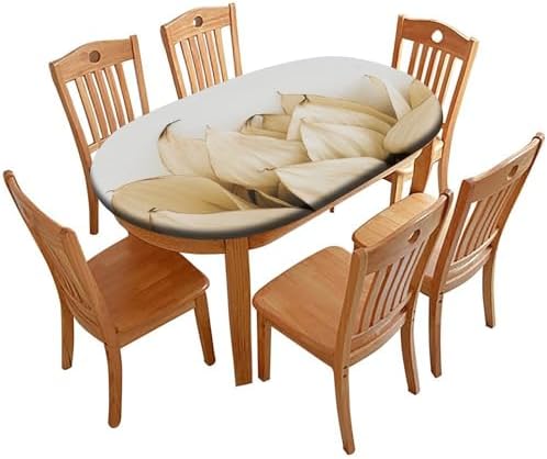 Oval Clear Plastic Tablecloth Protector, Plaid Pattern Printed on Elastic Table Cover, for Business & Events Birthday Parties, Fits for 48" x 68" Oval Tables by tablecovertablecloth