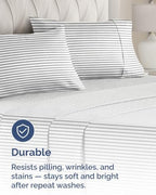Queen Pillow Cases - 8 Pack Pillowcase Covers - 20" x 30" (Grey Stripes) - Image 4