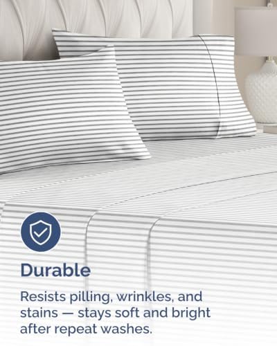 Queen Pillow Cases - 8 Pack Pillowcase Covers - 20" x 30" (Grey Stripes) - Image 4
