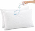 Waterproof Zippered Pillow Protector Covers - Set of 2, White Solid (20" X 16"), Breathable Soft Cotton Terry by SHREEMLINEN